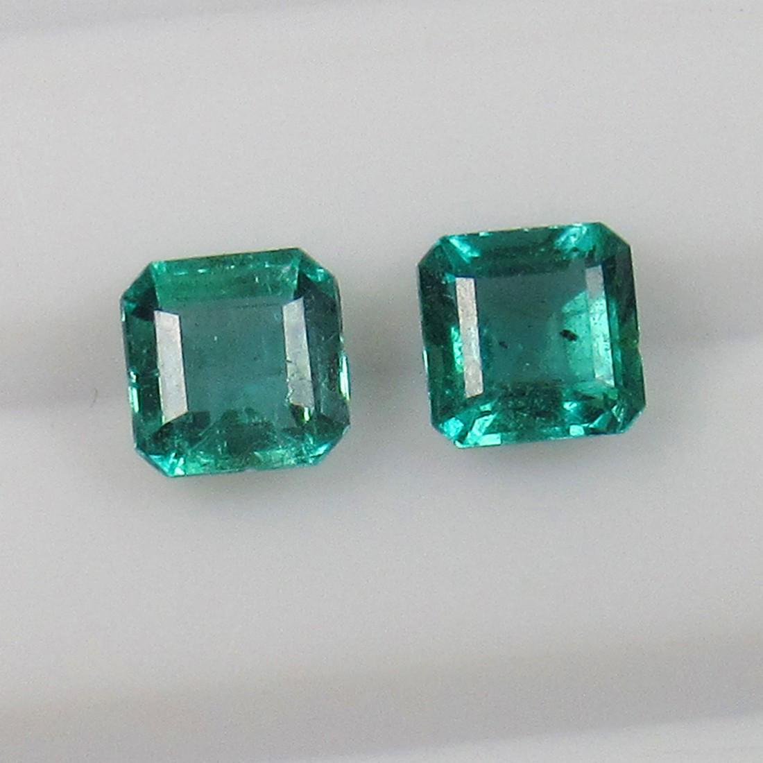 2.28 Ct Natural Zambian Emerald Square Octagon Pair (1 of 2)