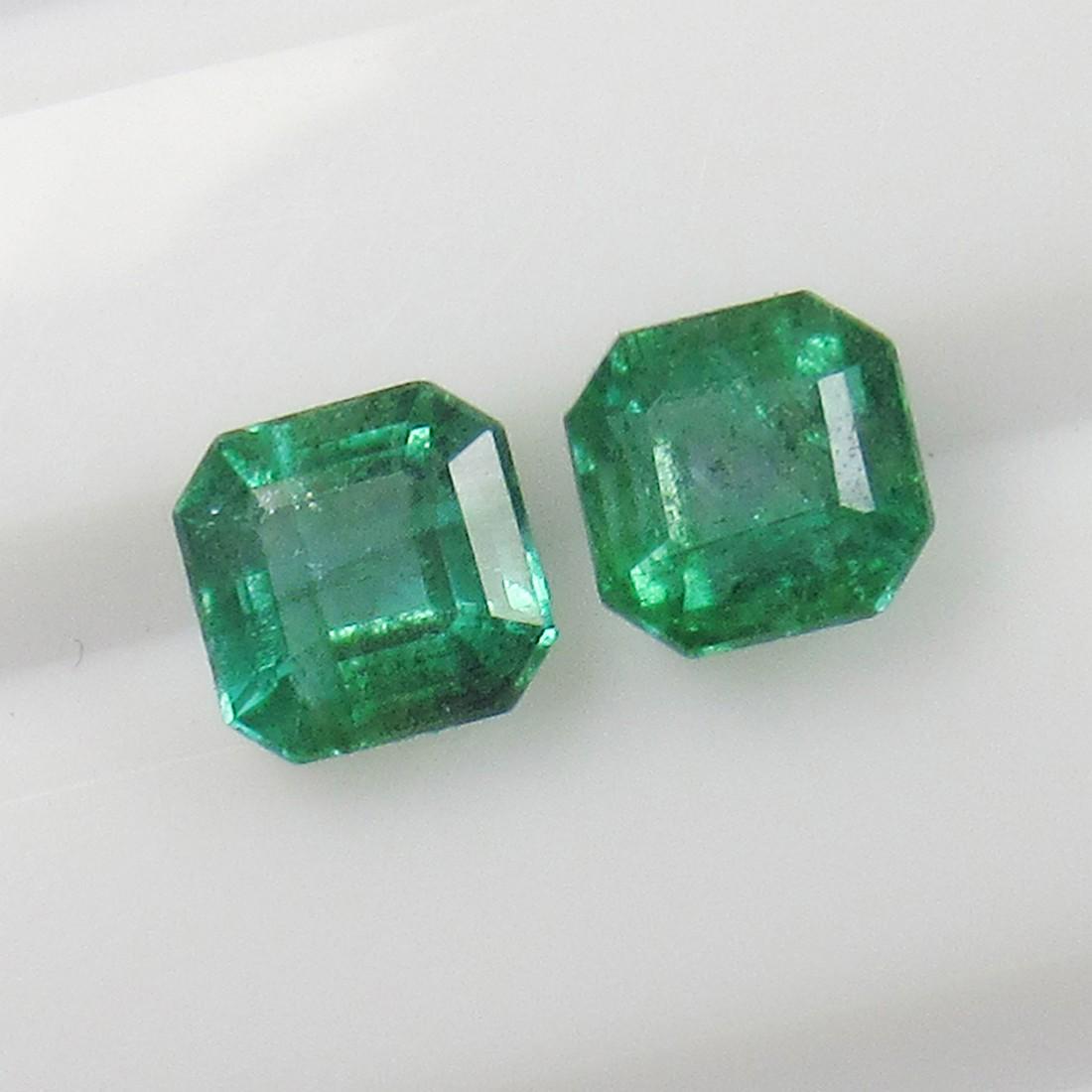 1.95 Ct Natural Zambian Emerald Square Octagon Pair (1 of 2)