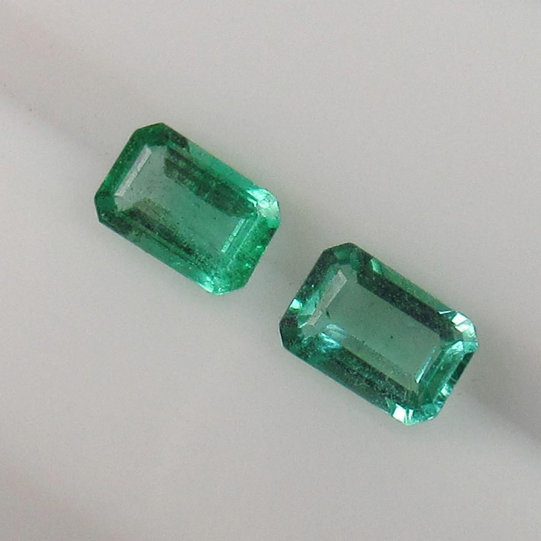 0.64 Ct Natural Zambian Emerald Octagon Pair (1 of 3)
