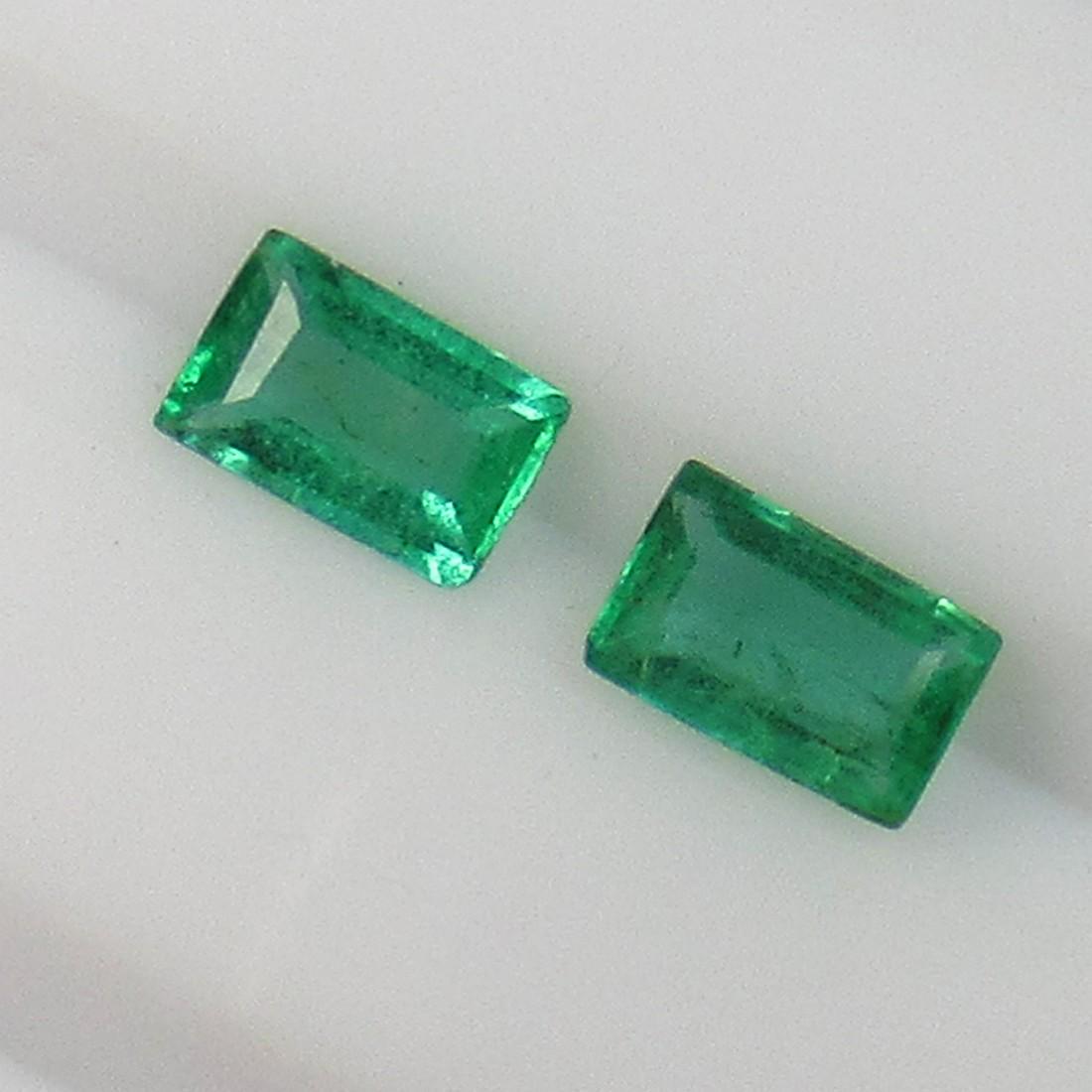0.66 Ct Natural Zambian Emerald Rectangle Pair (1 of 3)
