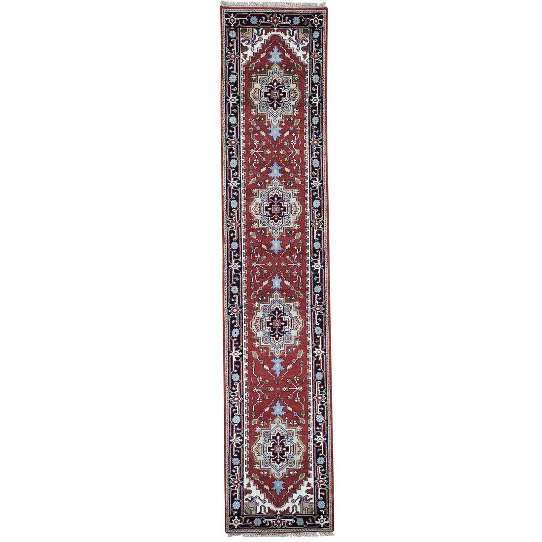Red Serapi Heriz Runner Pure Wool Hand-knotted Oriental (1 of 11)