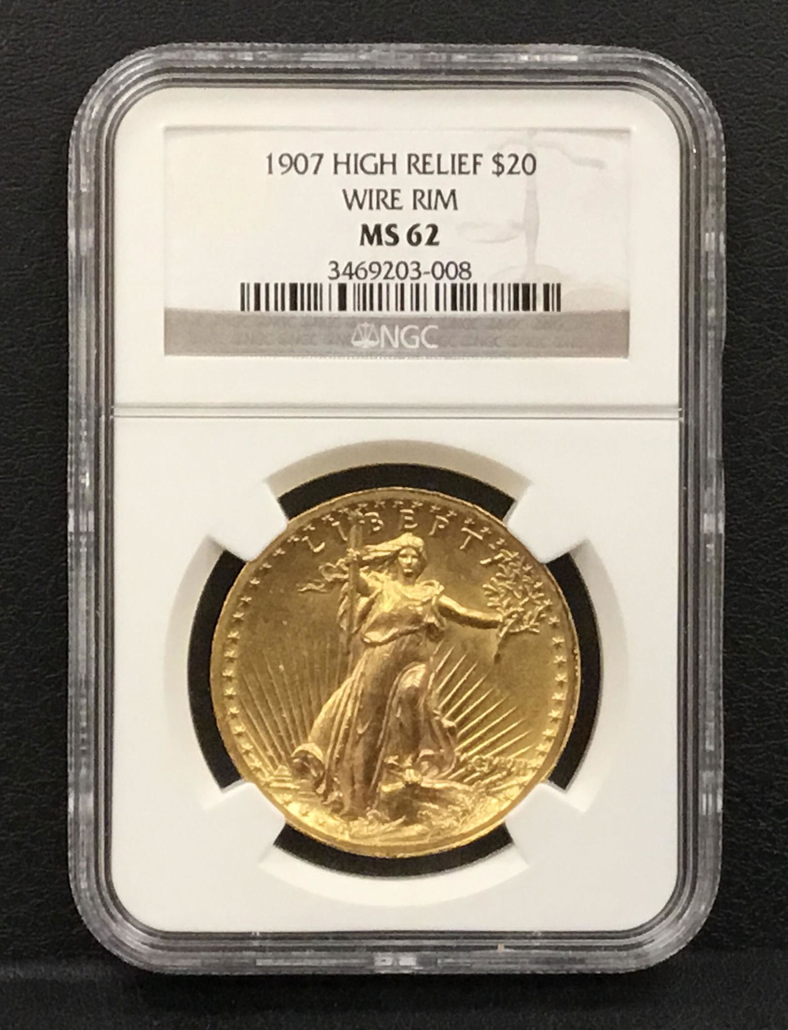 1907 High Relief $20 Gold Coin with Wire Rim (1 of 5)