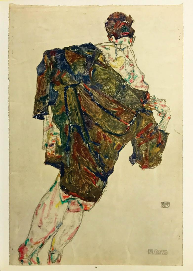 Egon Schiele 34, Lithograph Deliverance: Title: Egon Schiele 34, Lithograph Deliverance Medium: Lithograph Dimensions: 20 x 14 inch Description: Artist: Egon Schile Country: Austria Title: Deliverance Medium: Lithograph Marks: Signed in plat