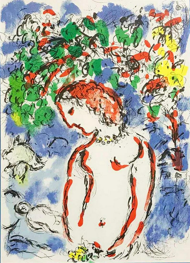 Marc Chagall Jour de printemps Original Lithograph: Title: Marc Chagall Jour de printemps Original Lithograph Medium: Lithograph Dimensions: 23x19 inch Description: Artist: Marc Chagall Country: Russia Title: Jour de Printemps Medium: Original Lithogra