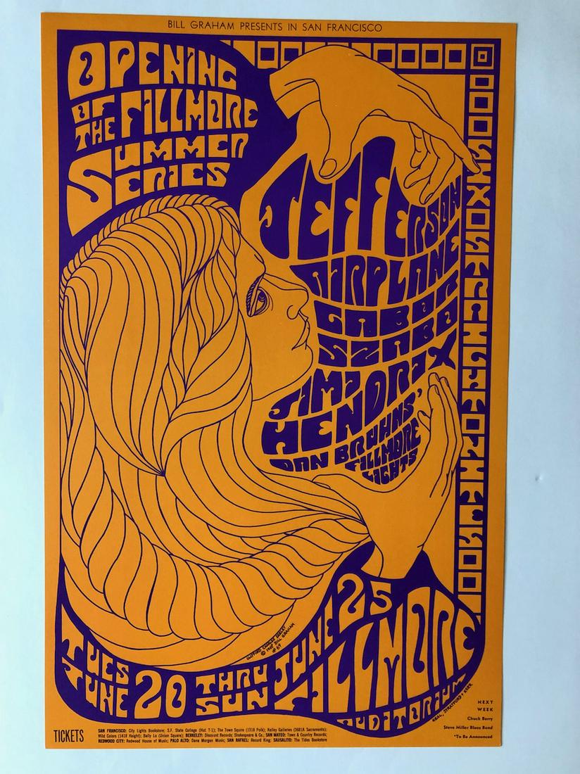 BG69 1ST - Jefferson Airplane - Hendrix: Title: BG69 1ST - Jefferson Airplane - Hendrix Additional Information: Bill Graham kicked off his 1967 Summer Series with an incredible lineup at the Fillmore. Headlining the show were Rock and Roll's