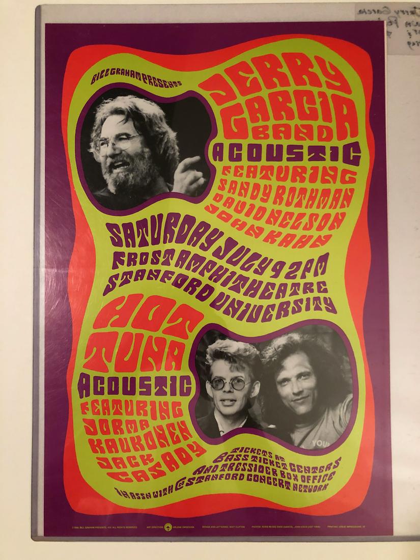 BGP023 Jerry Garcia Band Poster: Title: BGP023 Jerry Garcia Band Poster Additional Information: 1988 at the Frost Amphitheater in Palo Alto. 13 x 19. With Hot Tuna. Reserve: $50.00 Shipping: Domestic: Flat-rate of $16.69 to anywhere