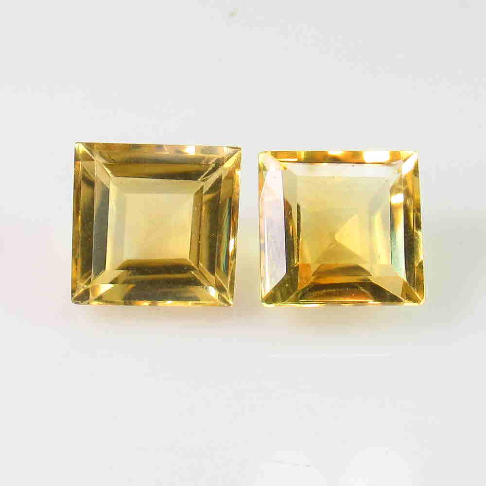 4.84 Ctw Natural Citrine Square Pair (1 of 2)