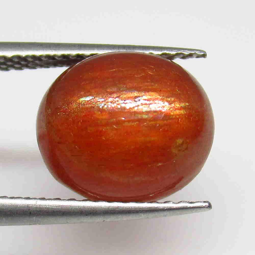 5.63 Ctw Natural Orange Sunstone Oval Cab: No Reserve! Title: 5.63 Ctw Natural Orange Sunstone Oval Cab Color/Clarity: Opaque :Gemstone: Sunstone Carat Weights: 5.63 Size/Dimensions: 10.50 x 9.50 x 8.00 mm Additional Information: Excellent Ova