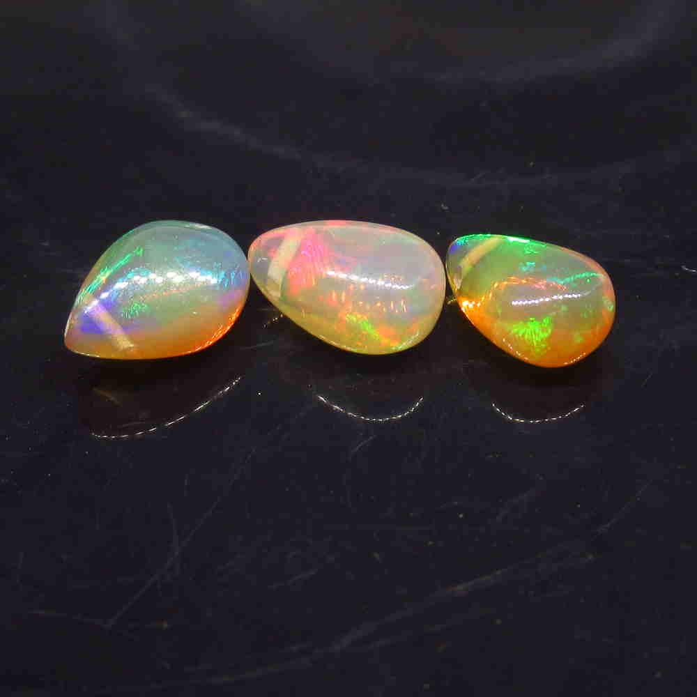 2.66 Ctw Natural 3 Drilled Pear Multi-Color Fire Opal (1 of 2)