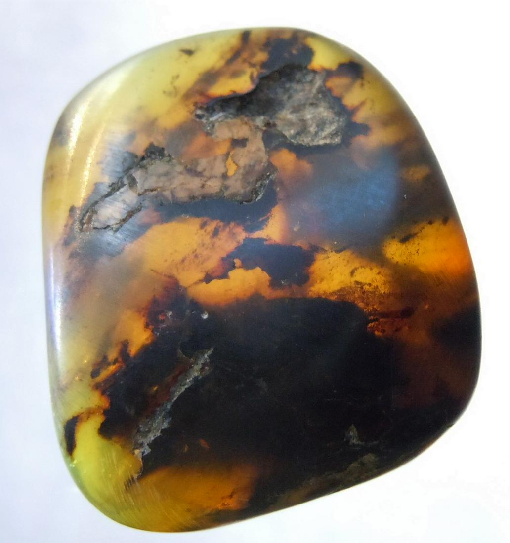 100 MILL YEARS OLD BURMITE AMBER: Title: 100 MILL YEARS OLD BURMITE AMBER Origin: Hukawang Valley, Kachin State, Myanmar Size: 2.1x1.7x1 cm / 2.36 gram Description: brown, transparent burmite amber with mixed debris inclusions Reserve