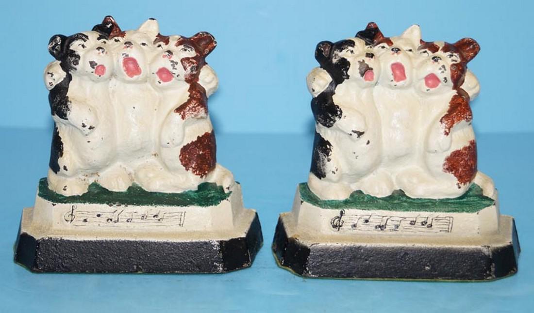 Antique Singing Bulldog Dog Cast Iron Bookends (1 of 5)