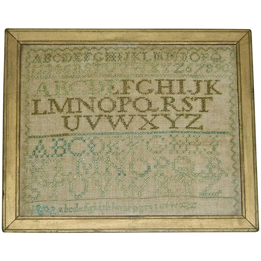 Small Quaker Marking Sampler Dated 1802 (1 of 8)