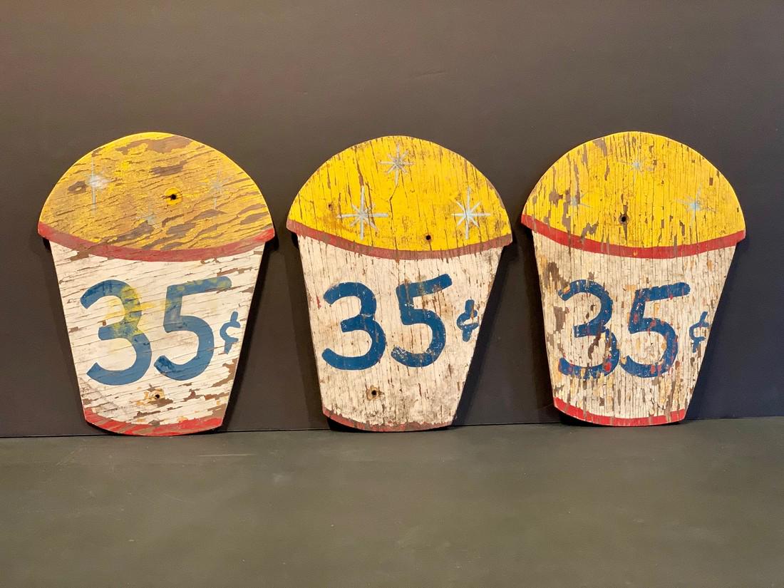 Three mid-century Ice Cream Cone Stand signs (1 of 4)