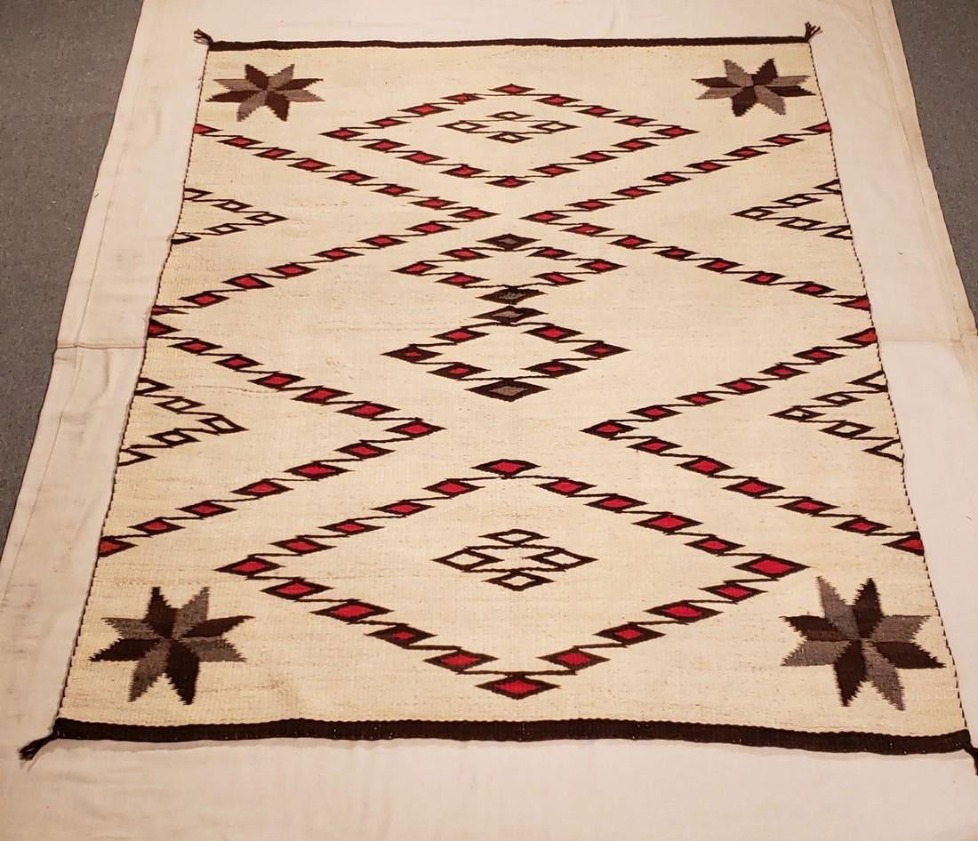 Navajo Woven Rug with Valero Stars ca 1930 (1 of 5)