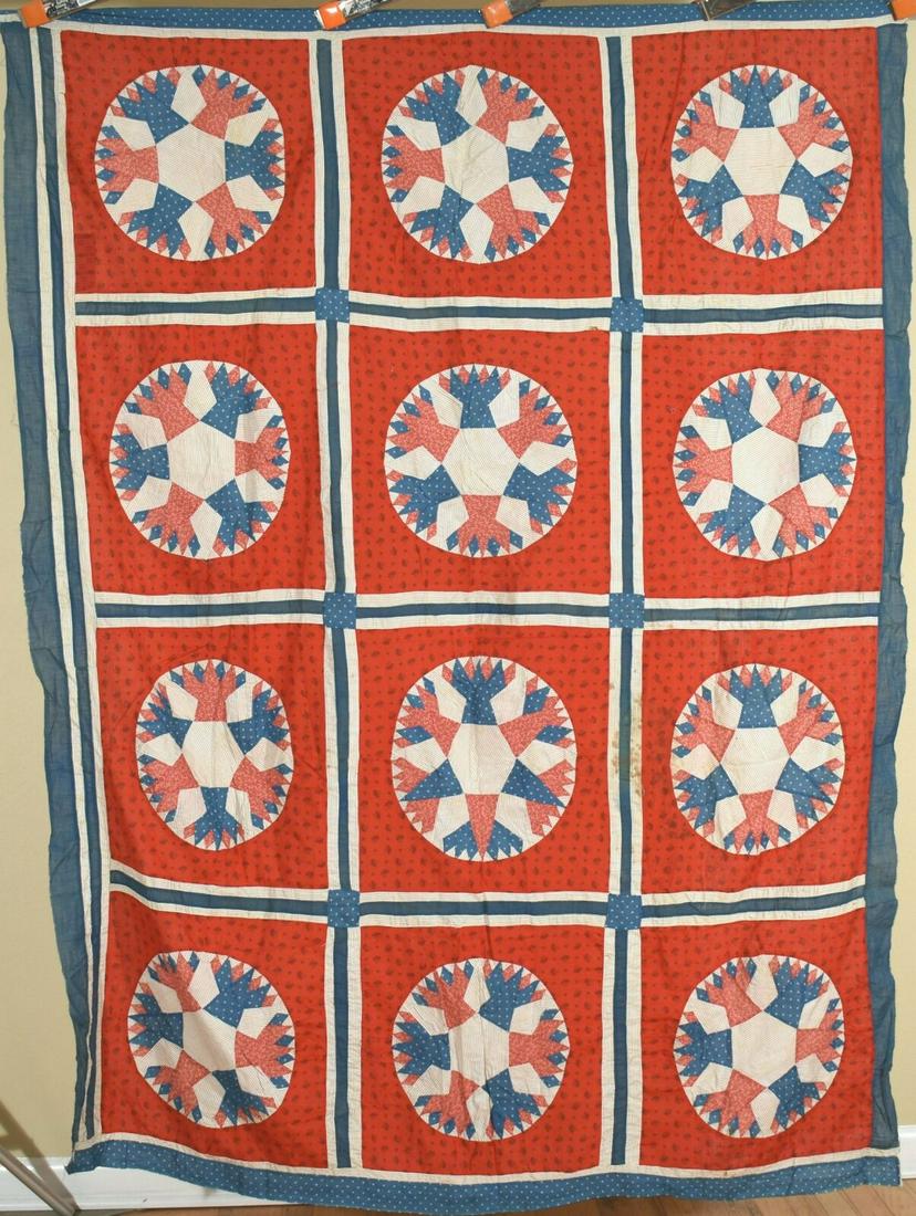 Mariner's Compass "Chips & Whetstones" Antique Quilt (1 of 7)