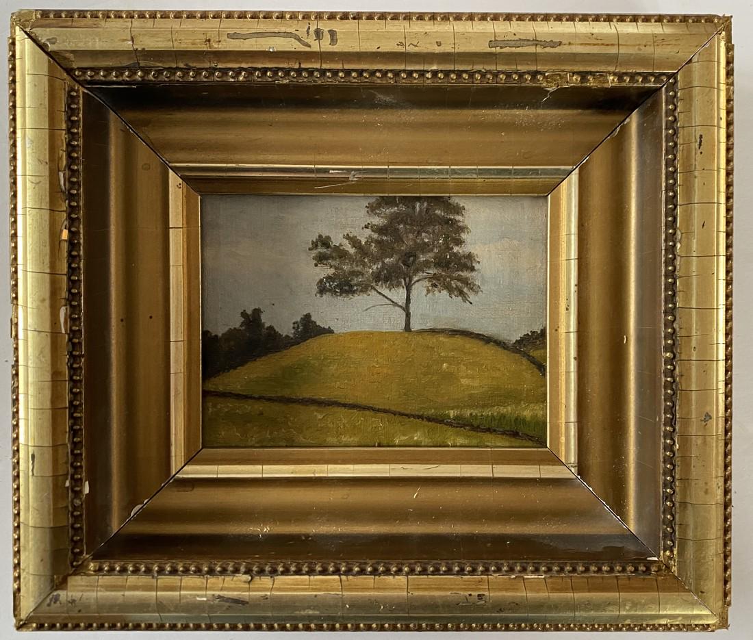 Late 19th C Oil on Board Landscape in Period Gilt Frame (1 of 2)