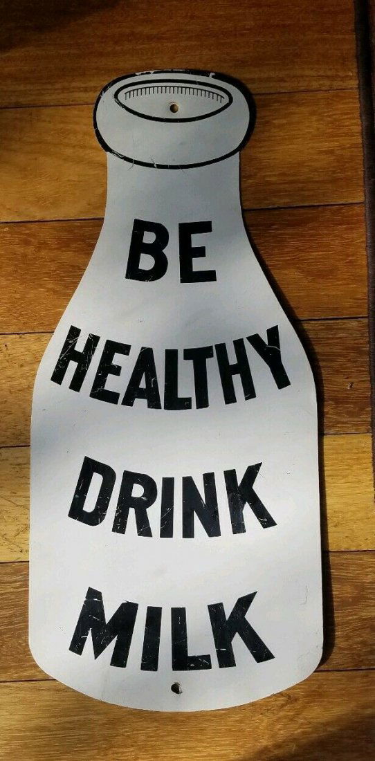 Aluminum Drink Milk Sign Figural Milk Bottle 1960's (1 of 3)