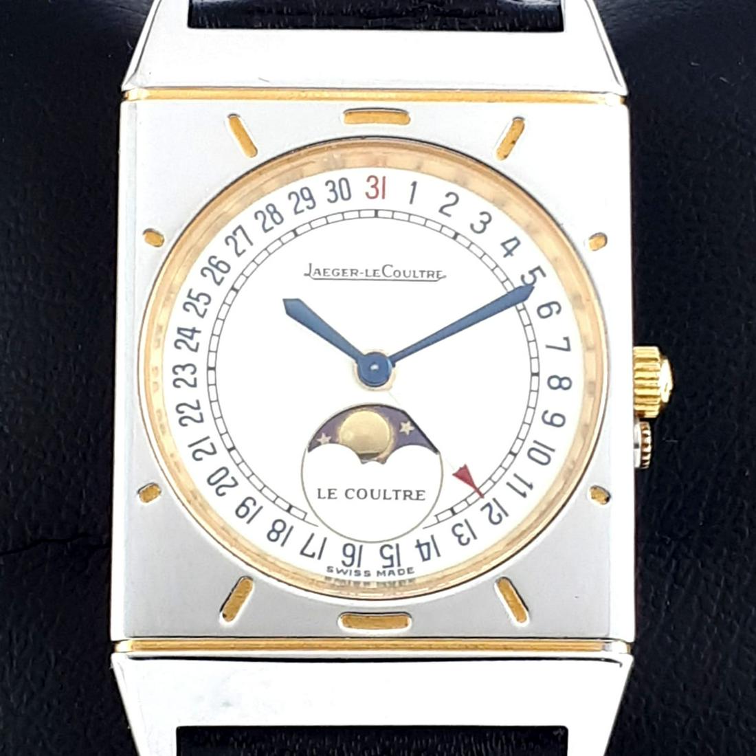 Jaeger-LeCoultre - Vintage Moon phase Calender - Ref:: Brand: Jaeger-LeCoultre Model: Vintage Moon phase Calendar Reference Number: 400.6.20 Gender: Men Period: 1980-1989 Movement: Quartz Case material: Steel Type: Analogue wristwatch Shipped Insured: Yes