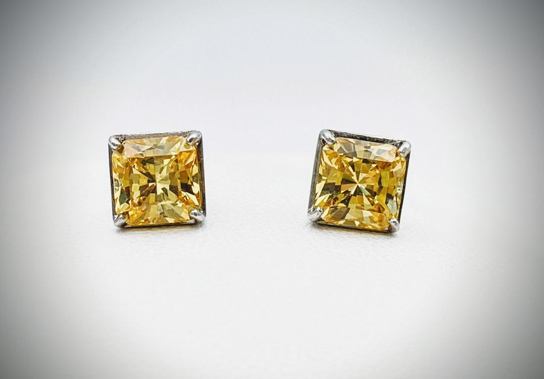Sterling Silver Citrine Stud Earrings w Diamond Quality (1 of 3)