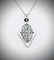 Sterling Silver Necklace w Engraved Jade Pendant & CZ, - 3