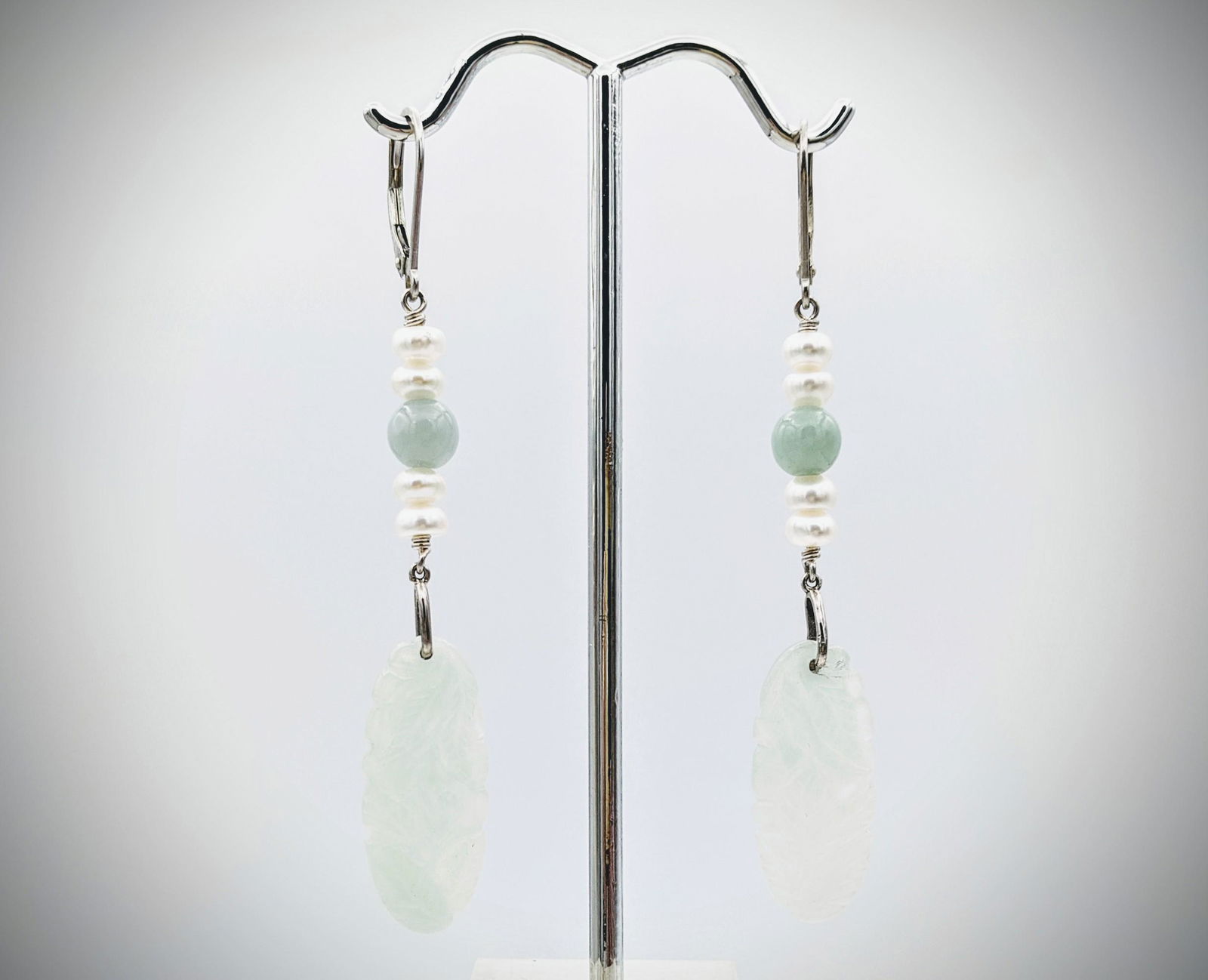 Sterling Silver Pearl & Jade Earrings (1 of 3)