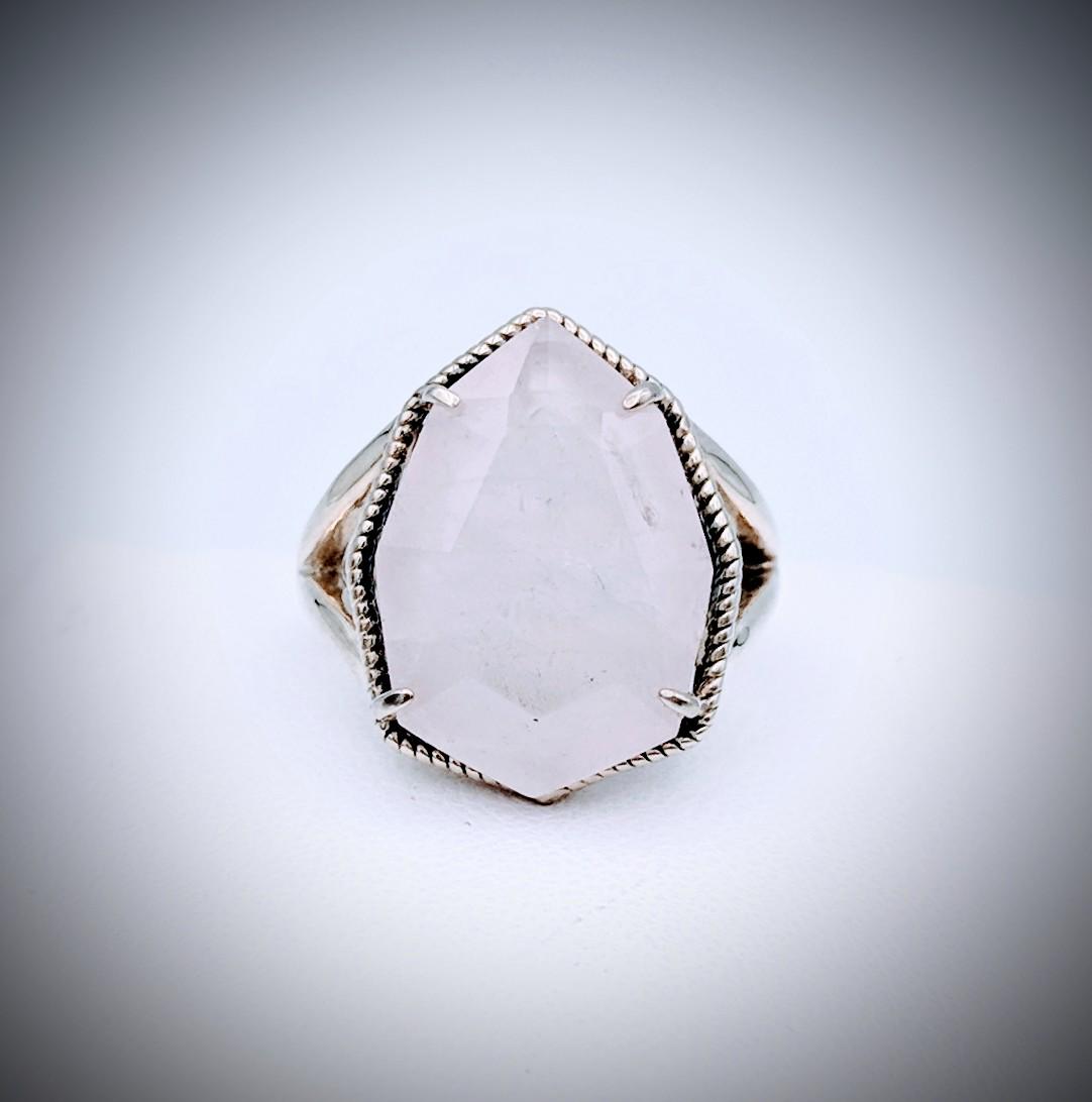 Sterling Silver Rose Quartz Ring Sz 7 (1 of 4)