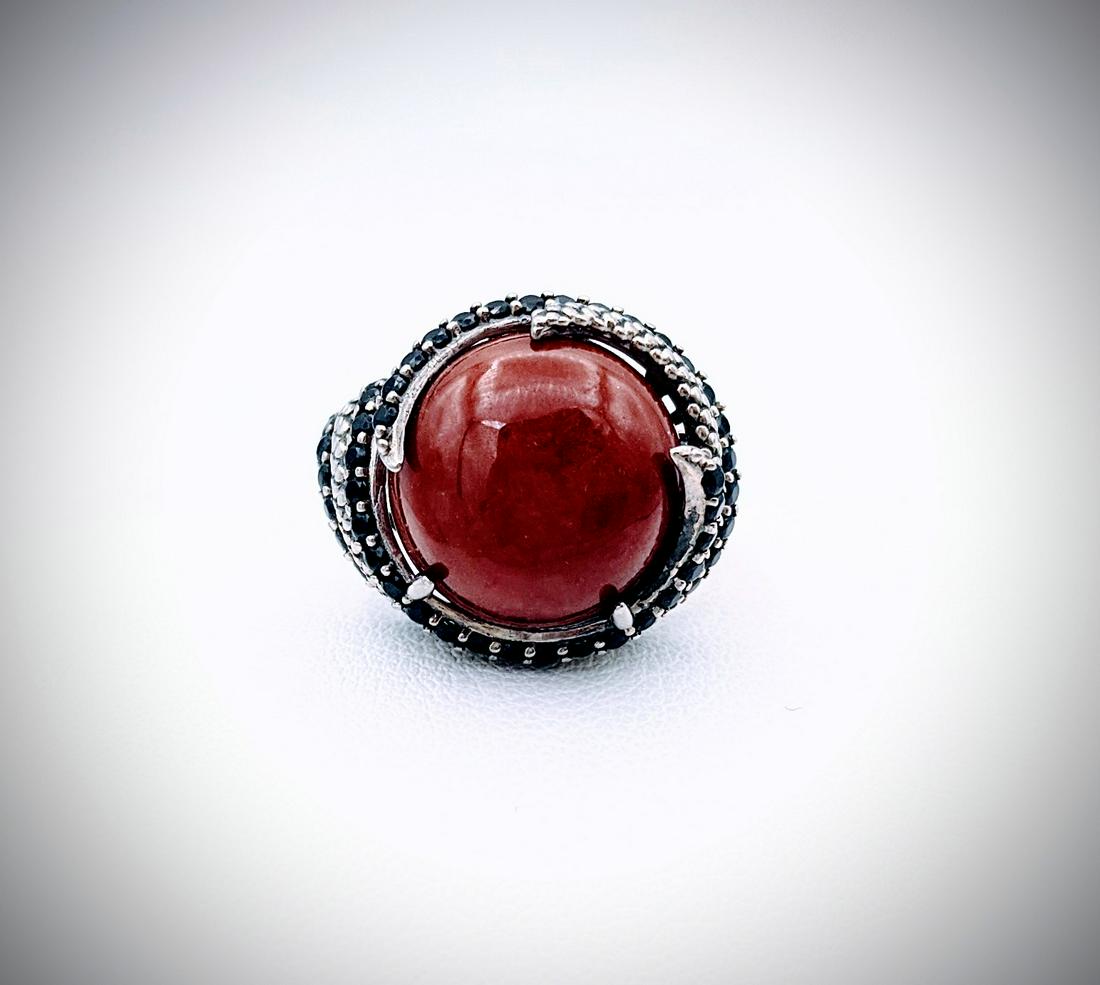 Sterling Silver Sz 7 Jasper & Spinel Ring (1 of 3)