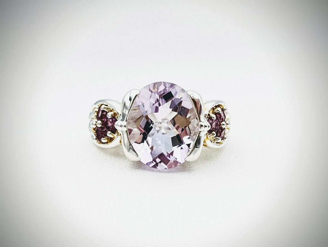 Sterling Silver Sz 7 Oval Pale Amethyst & Pink Topaz (1 of 3)