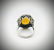 Sz 7 Yellow Jade Ring w CZs & Black Enamaling - 3