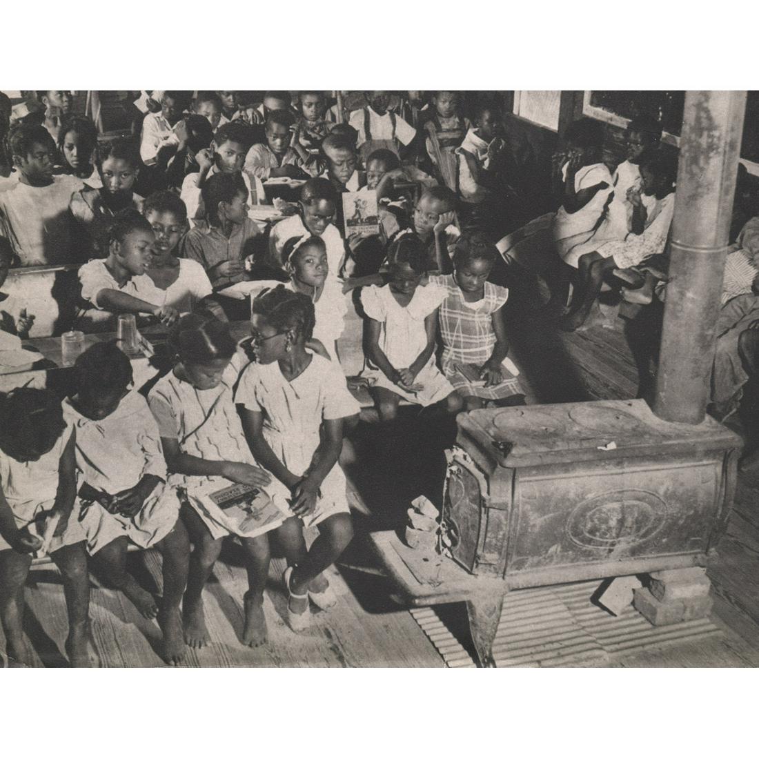 MARGARET BOURKE-WHITE - Scotts, AR - Storybook Time: Artist: MARGARET BOURKE-WHITE Print Title: Scotts, Arkansas - Storybook Time Medium: Sheet-fed Gravure Printing Date: 1930's Printed in the USA Image Size approx: 6 x 8 inches Margaret Bourke-White (1