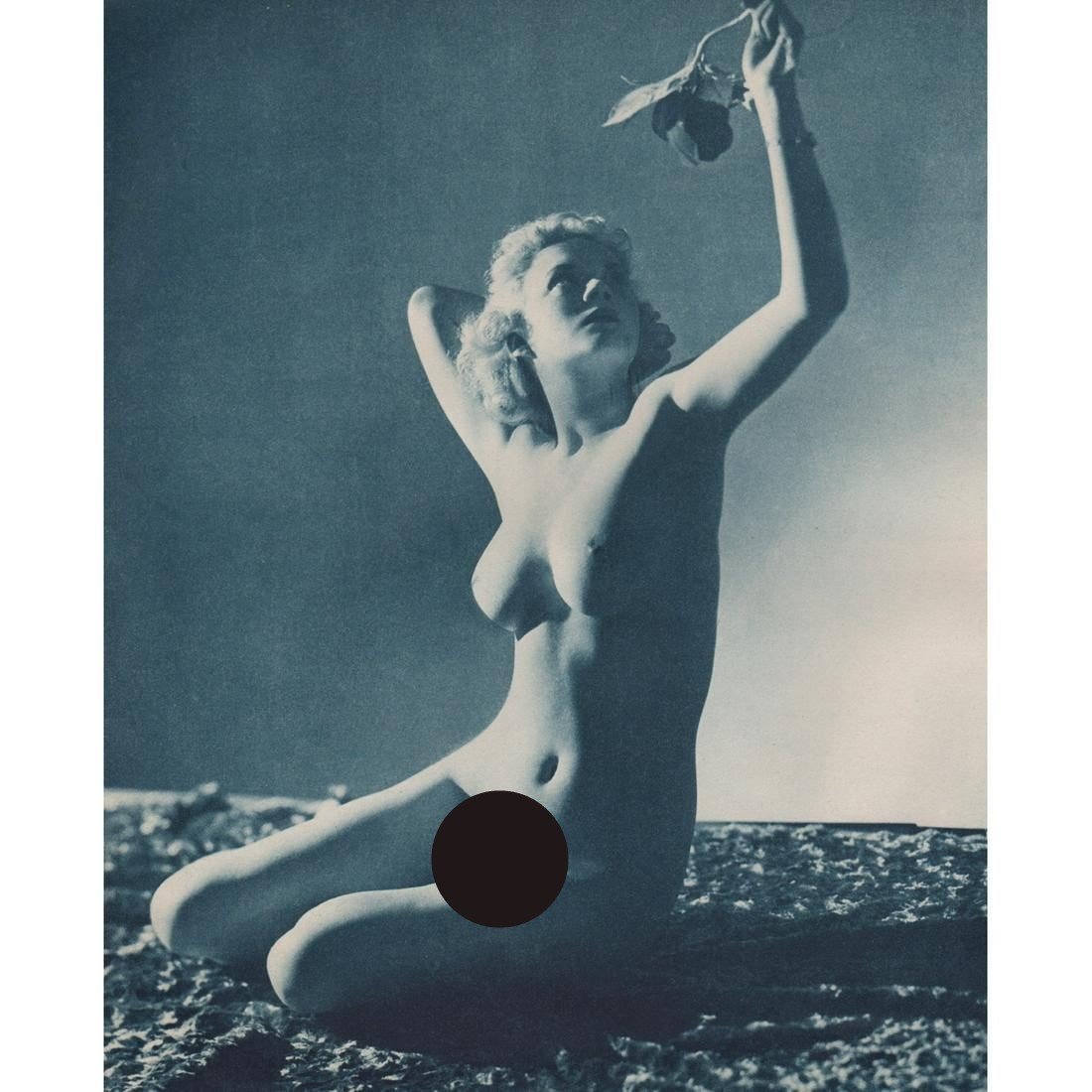 BRUNO OF HOLLYWOOD - Nude: No Reserve! Artist: BRUNO OF HOLLYWOOD Print Title: Nude Medium: Blue-tone Sheet-fed Gravure Printing Date: 1940's Printed in the USA Image Size approx: 10.5 X 8.25 inches Bruno Bernard (1911-1987) wa