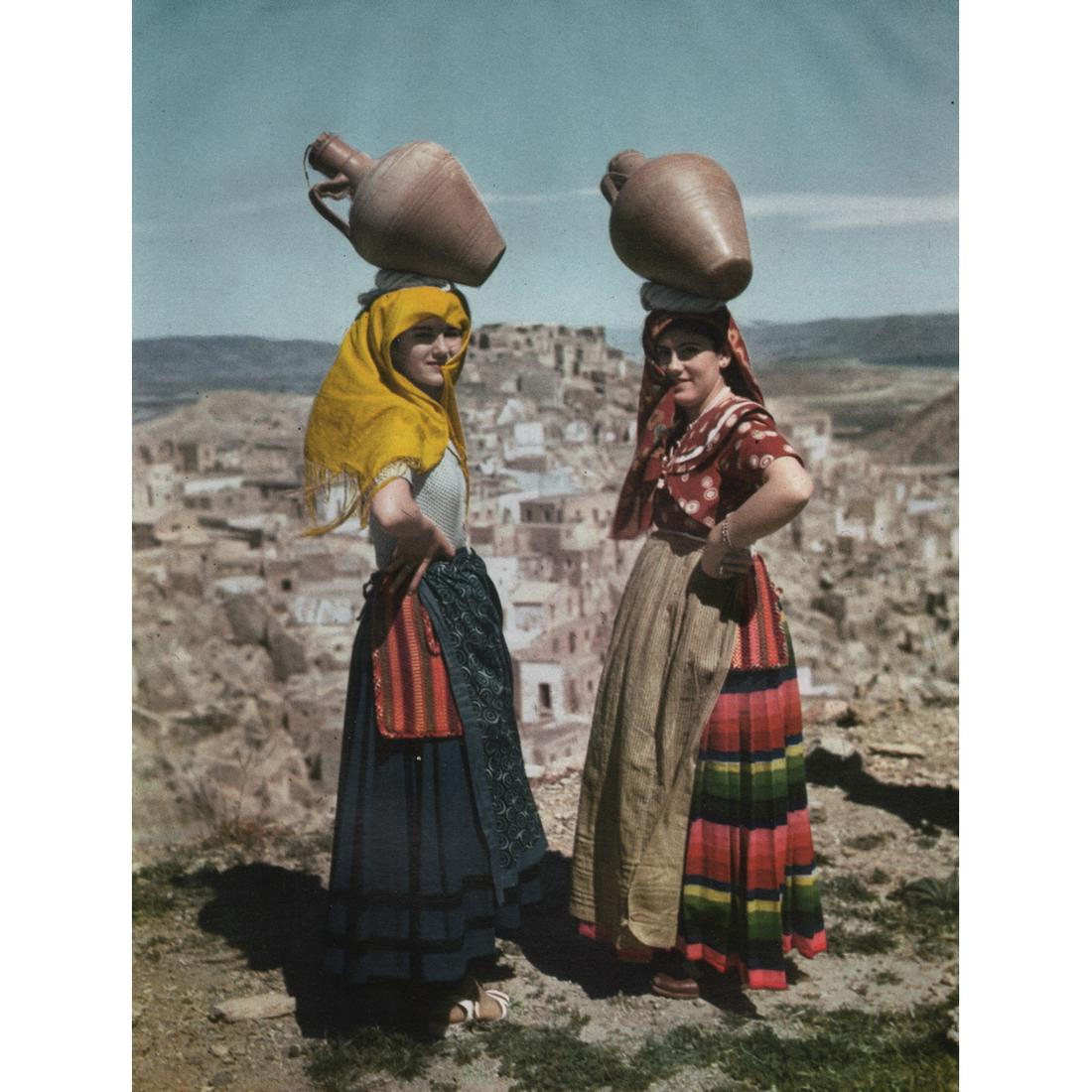 JOSE ORTIZ ECHAGUE - Almeria, Aguadoras de Mojacar: Artist: JOSE ORTIZ ECHAGUE Print Title: Almeria, Aguadoras de Mojacar Medium: Color Sheet-fed Gravure Printing Date: 1960's Printed in Spain Image Size approx: 8 x 6.25 inches Jose Ortiz Echague (1886