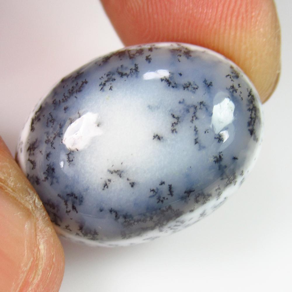 24.77 Ct Natural White Dendrite Opal Oval Cab (1 of 2)