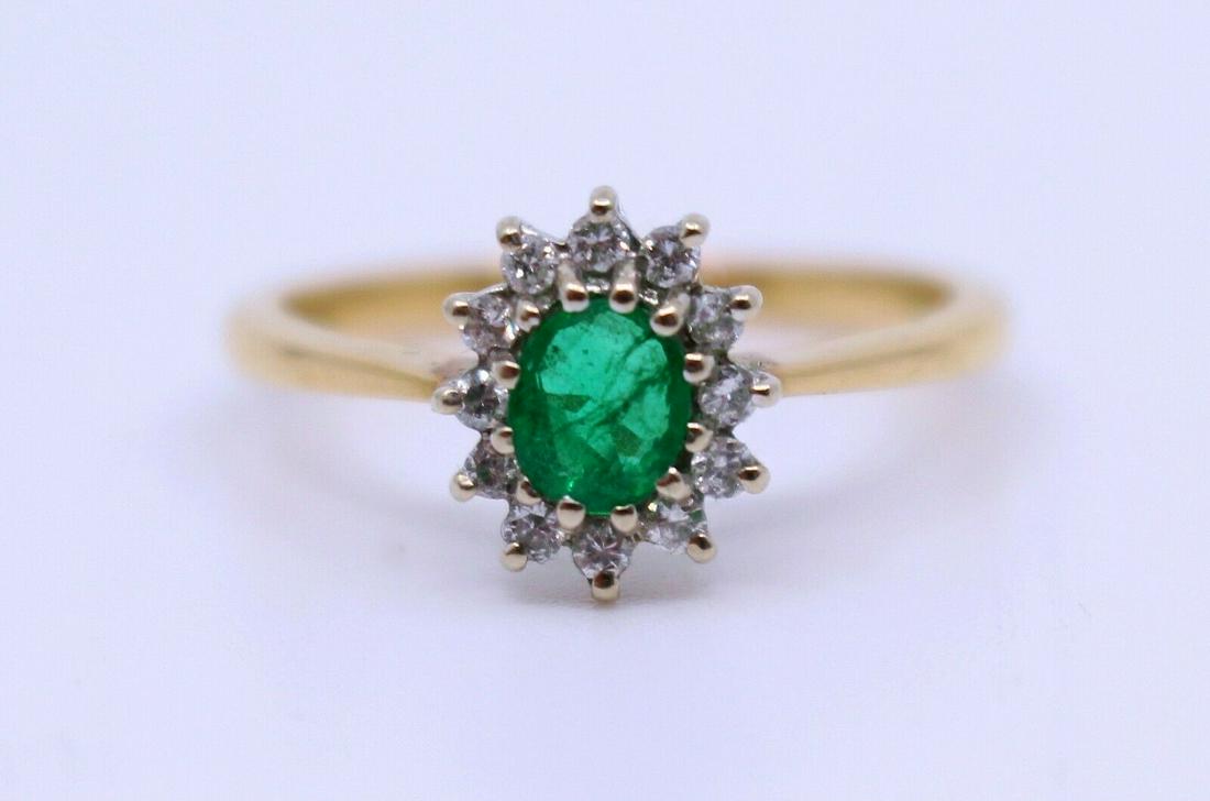 Emerald & Diamond 18ct Gold Cluster Ring (1 of 6)