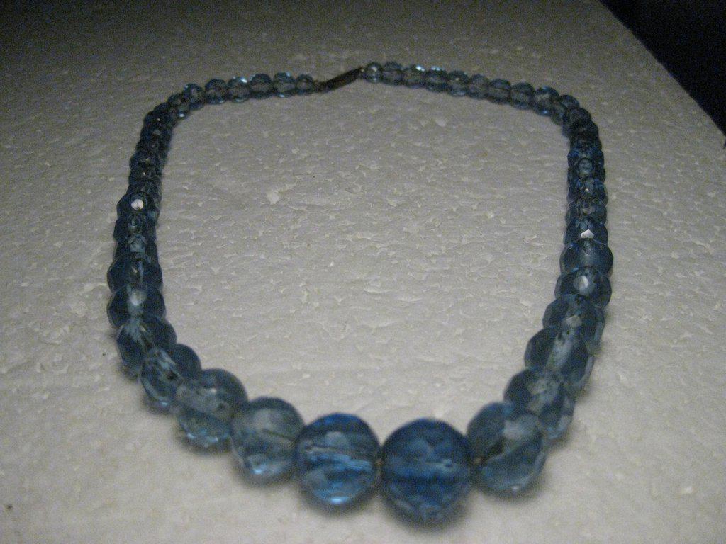 Vintage Blue Cut Crystal Beaded Necklace, 1930's-1940s, (1 of 6)