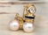 18 kt. Yellow gold Earrings beads with Diamonds, - 6
