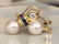 18 kt. Yellow gold Earrings beads with Diamonds, - 8