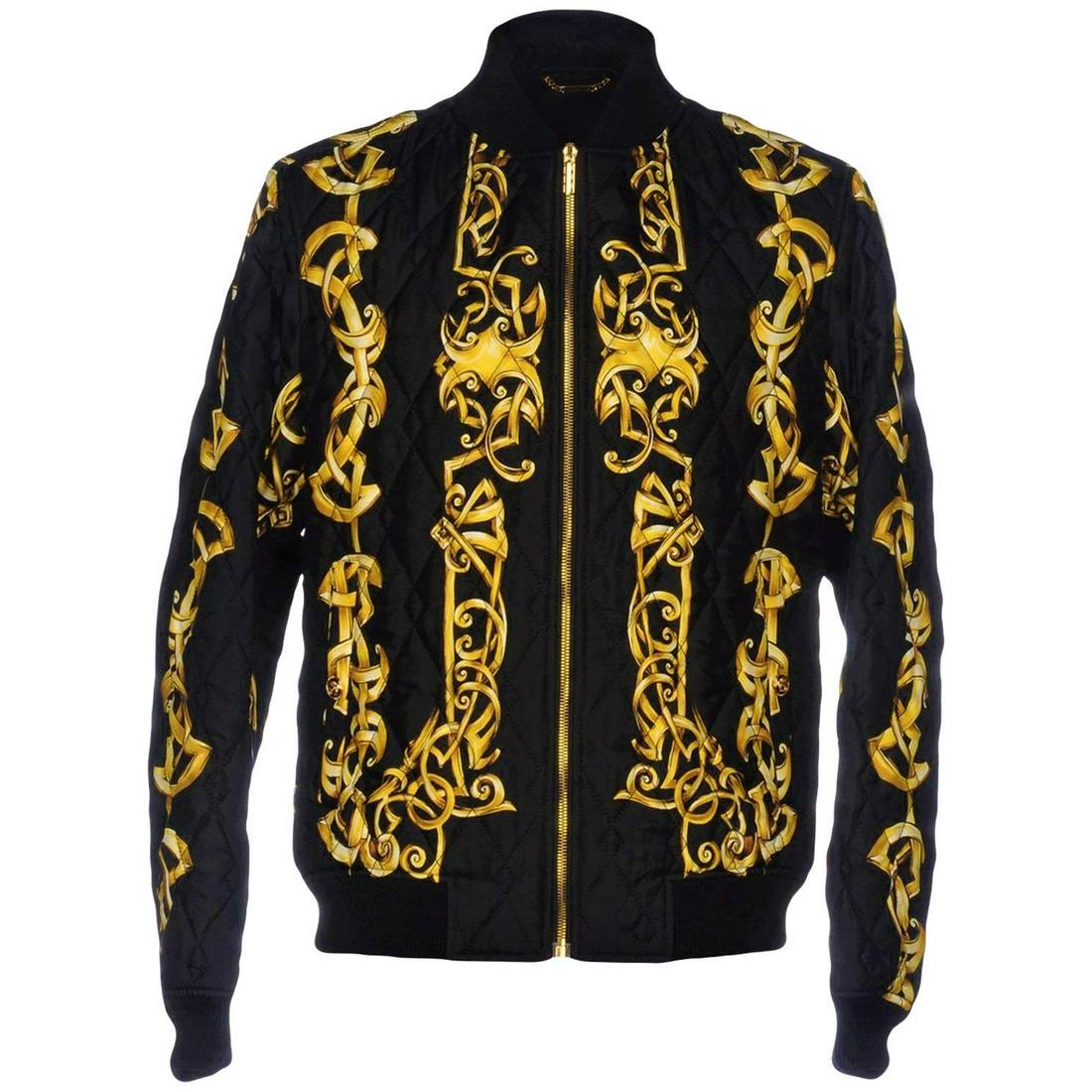Versace Quilted 100% Silk Bomber Jacket For Men (1 of 8)