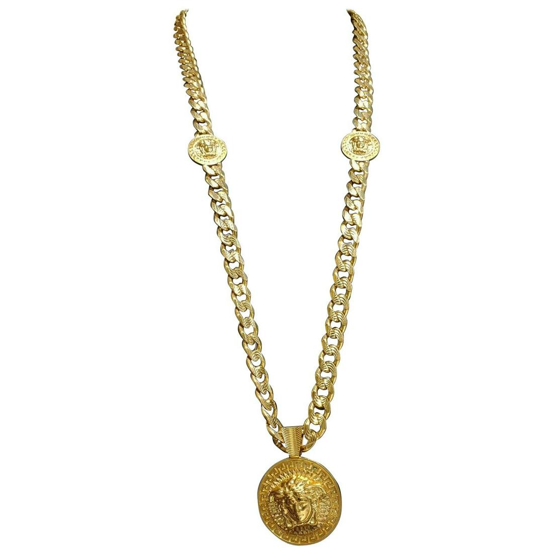 VERSACE 24K GOLD PLATED MEDUSA NECKLACE as seen on (1 of 6)