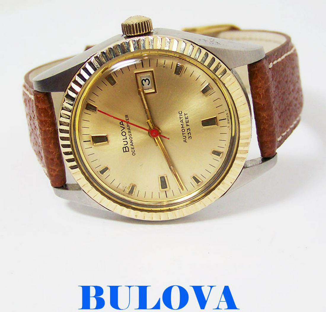 Vintage S/Steel & 10k BULOVA OCEAGRAPHER 333 Feet: Description Vintage S/Steel & 10k BULOVA OCEAGRAPHER 333 Feet Automatic Watch c.1970s* EXLNT?? This Men’s BULOVA watch is Swiss made Great present for someone you love or yourself! Great present for