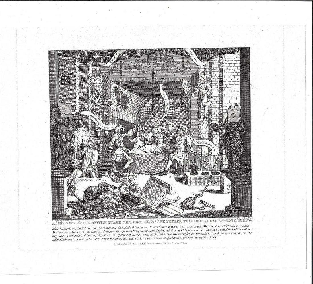 c1820 Hogarth Engraving View of the British Stage (1 of 1)