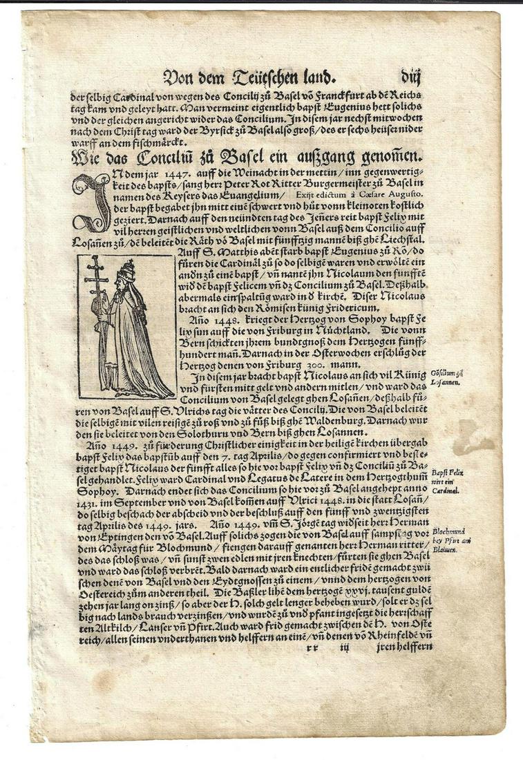 1588 Munster Cosmography Leaf w/ Woodcuts (1 of 2)