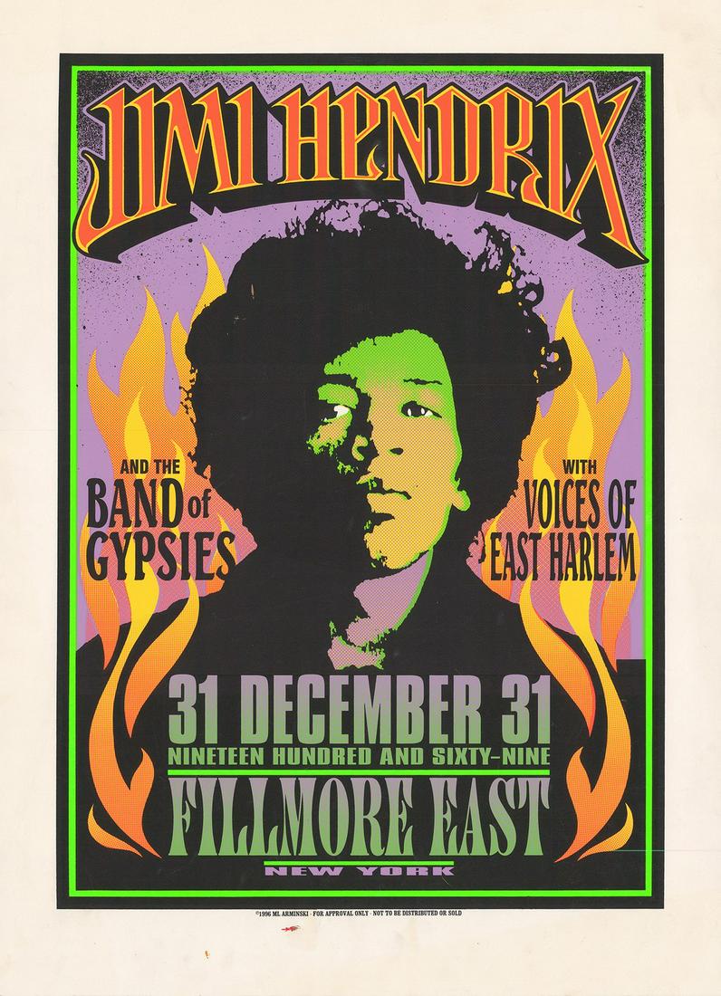 Rare Mark Arminski Jimi Hendrix Fillmore East Poster (1 of 1)