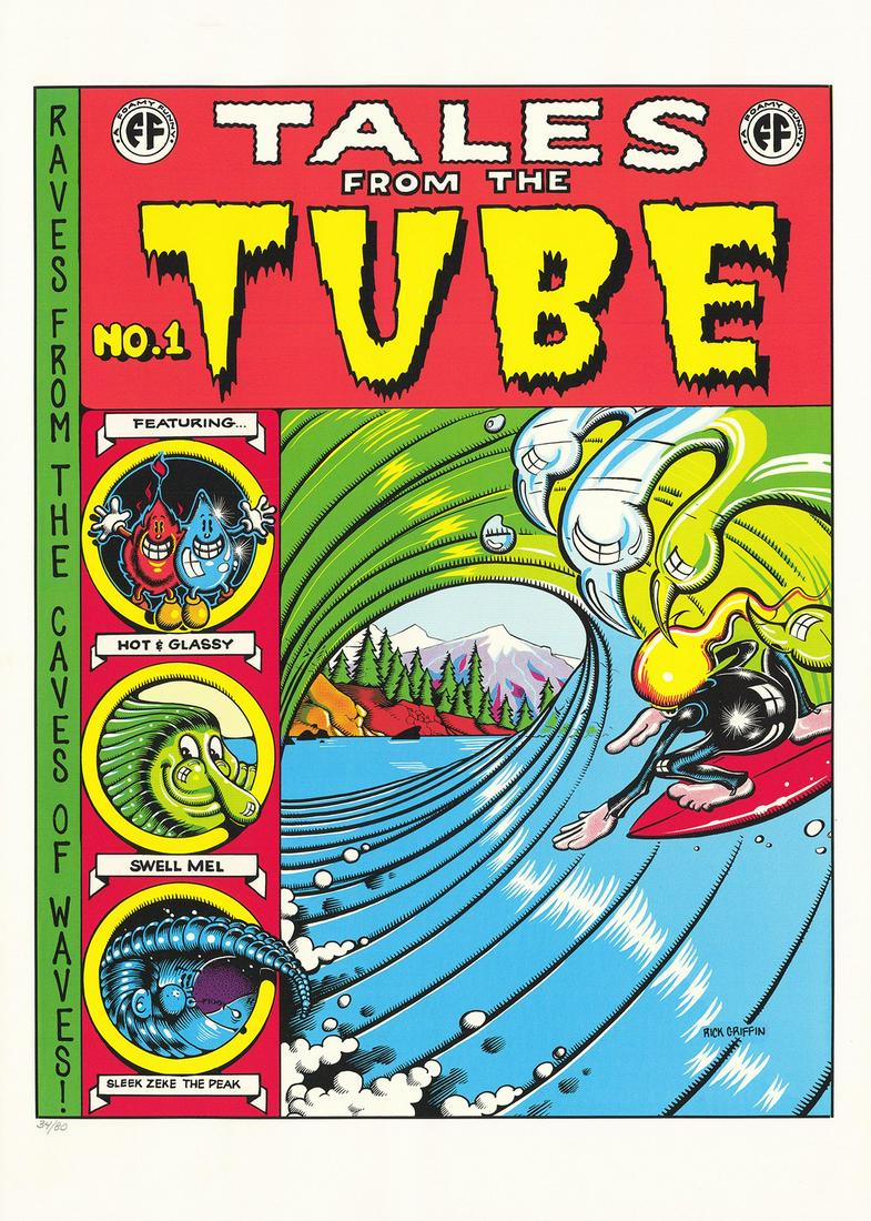 Tales From The Tube Poster By Rick Griffin: No Reserve! Artist: Rick Griffin Title: Tales From The Tube Poster By Rick Griffin Medium: Silkscreen Size/Format: 20? x 28? Tales from the Tube was a comic book that was originally included in the Fe