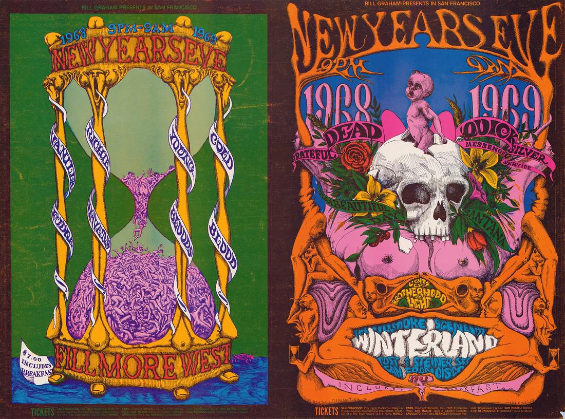 Uncut Sheet Of Bill Graham New Years Eve Posters: No Reserve! Artist: Lee Conklin Title: Uncut Sheet Of Bill Graham New Years Eve Posters Date: 1968 Medium: Lithograph Size/Format: 28?? x 21? Publisher: Bill Graham Series: Bill Graham Presents The BG