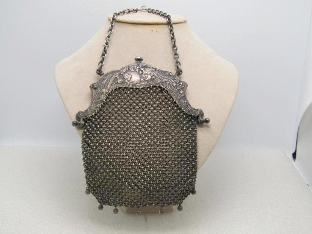 Antique Sterling Silver Mesh Purse/Chatelaine. - Art (1 of 9)