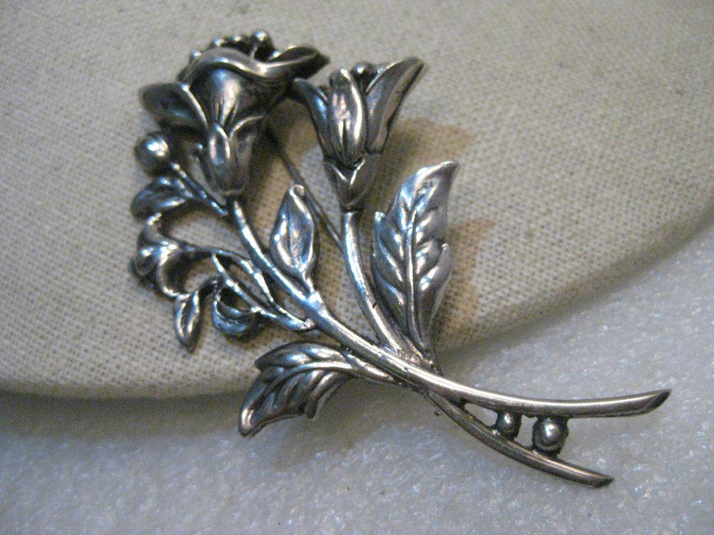 Vintage Sterling Silver Floral Brooch, 1940's. This is (1 of 5)