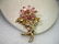 Vintage Floral Brooch, 1940s, Art Deco - pink glass