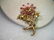 Vintage Floral Brooch, 1940s, Art Deco - pink glass - 3