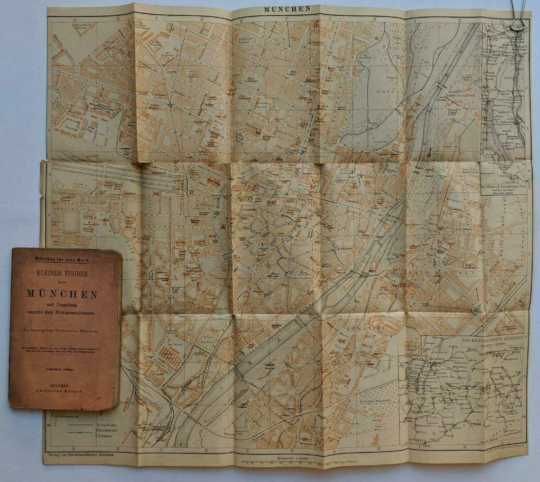 LOT of 2 MUNICH GERMANY ca. 1900 FOLDING ANTIQUE MAP & (1 of 3)